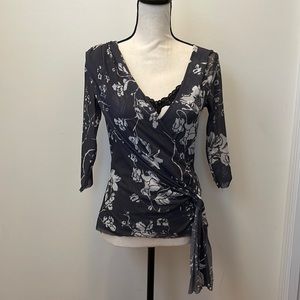 Sweet Pea Sheer Three Quarter Sleeve Top
